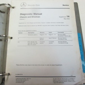 Mercedes 140 163 170 & 204 Chassis Drive Service Manual Supplement Updates ***
