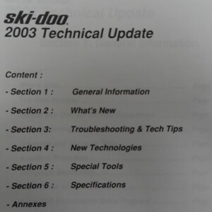 2003 Ski Doo Technical Update Book Manual Factory Dealer Ship Oem Book B/W Cover image 2