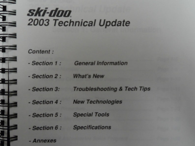2003 Ski Doo Technical Update Book Manual Factory Dealer Ship Oem Book B/W Cover image 2