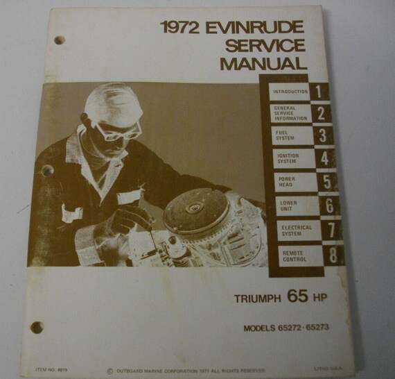 1972 Evinrude Triumph 65HP Service Repair Shop Man