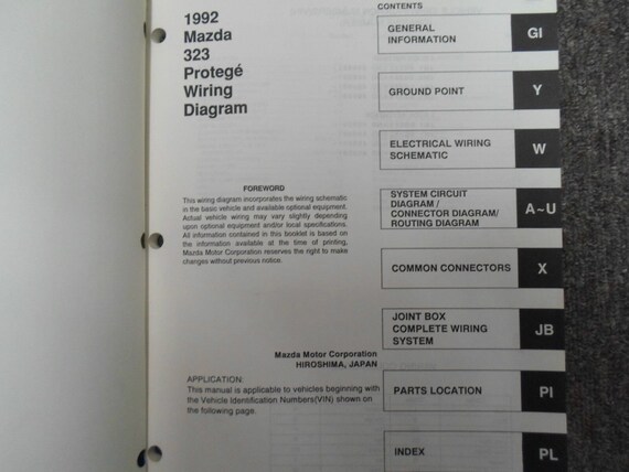 1992 Mazda 323 Protege Electrical Wiring Diagram Manual FACTORY