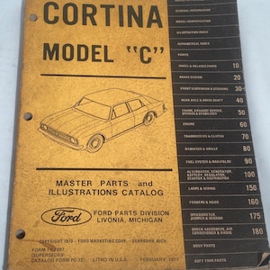 OEM del catalogo delle parti e delle illustrazioni principali della Ford Cortina modello C del 1973