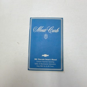 1982 Chevrolet Monte Carlo Owners Manual Operating Safety Maintenance Oem ***