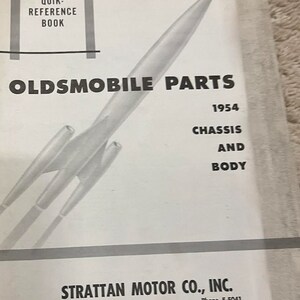 Libro de referencia rápida de chasis y carrocería de piezas Oldsmobile 1954