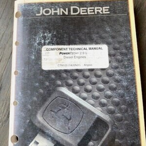 Peut inclure: Manuel technique des composants pour les moteurs diesel PowerTech 2.9 L de John Deere. Le manuel est intitulé "Manuel technique des composants" et porte le numéro de modèle CTM125 (14JUN01) et est en anglais.