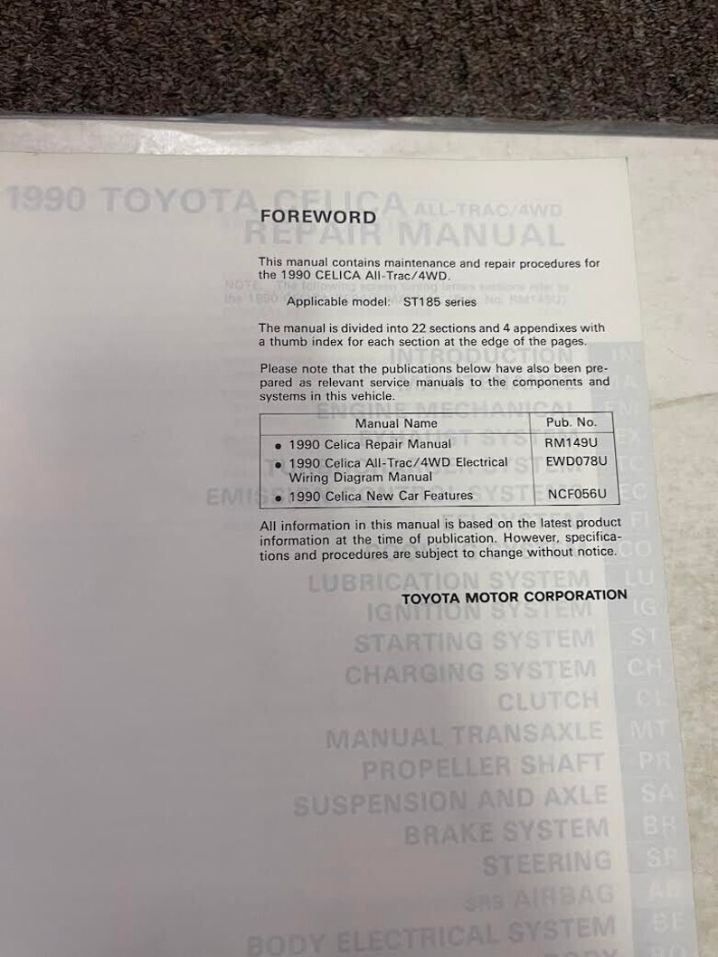 1980 Toyota Celica Original Shop Repair Manual – GT ST Factory Service Book (Used)