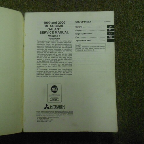 1999 2000 Mitsubishi Galant Service Shop shops Manual Set Oem Dealership Books 1St Edi