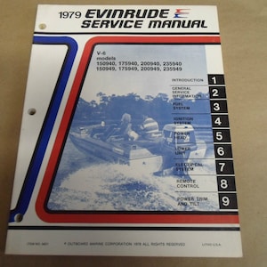 1979 Evinrude Servive Shop Repair Manual V-6 Models Oem Boat X Factory