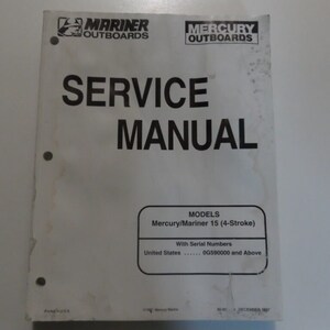 1997 Mercury 15 4 Stroke Service Repair Shop Manual 09-856159 WATER DAMAGED 97