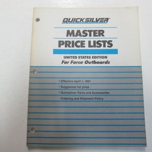 1991 QuickSilver Marine Master Price Lists Force Outboards Manual STAINS OEM