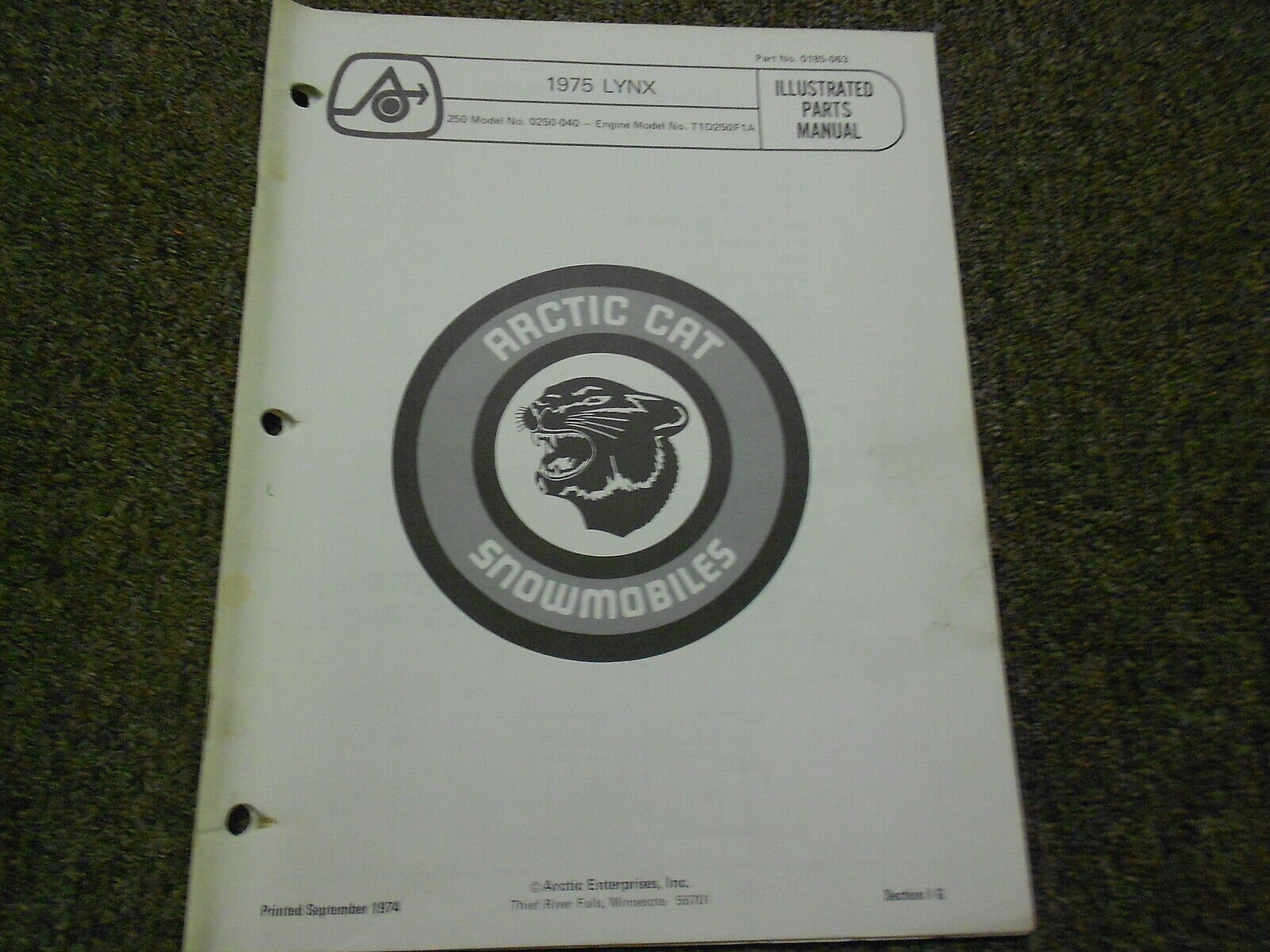 1975 Arctic Cat Lynx Illustrated Service Parts Catalog Manual Etsy