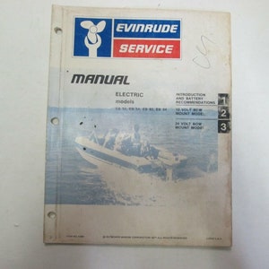1978 Evinrude Electric EB 52 54 82 84 Service Repair Shop Manual Item No 5390***