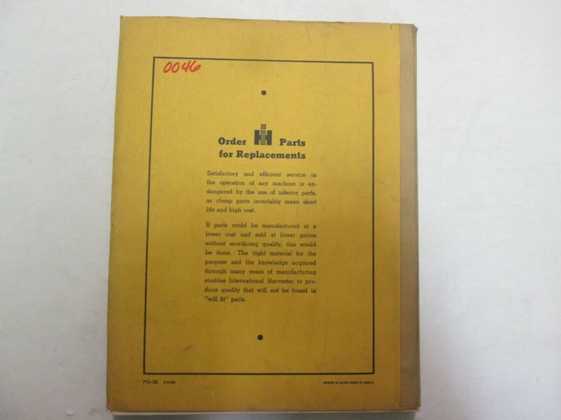 International Harvester Pu33 U264 Ud264 Power Units Parts Catalog