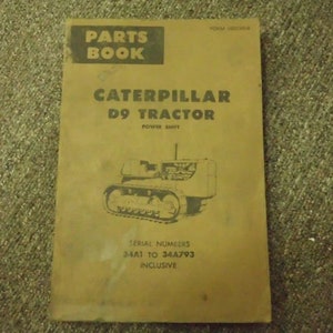 Caterpillar D9 Tractor Part Book 34A1 - 34A793 Power Sh