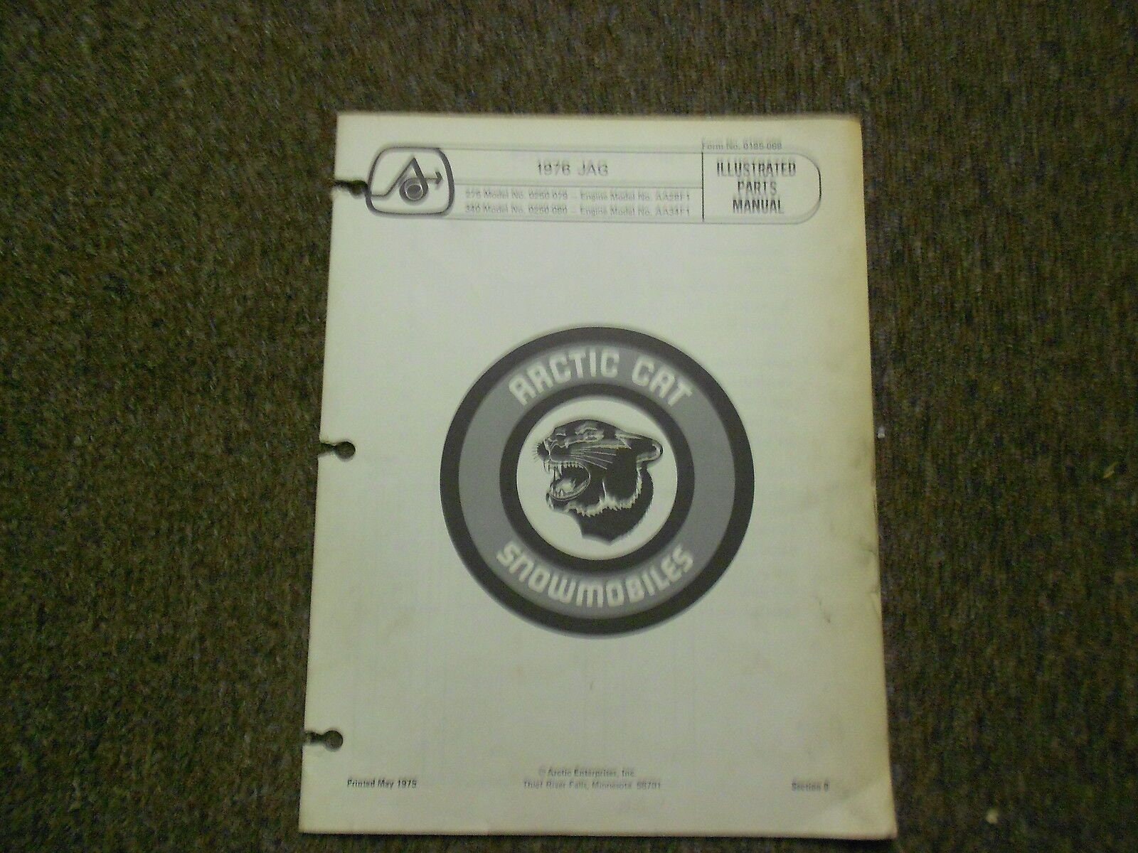 1976 Arctic Cat Jag Catálogo ilustrado de piezas de servicio Manual FÁBRICA OEM LIBRO 76