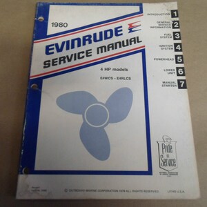 1980 Evinrude Service Repair Shop Manual 4 PK E4WCS - E4RLCS OEM-boot