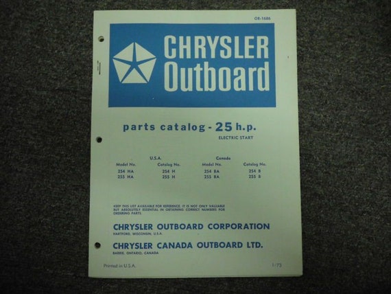 1973 Chrysler Outboard 25 HP Parts Catalog Electr… - image 1