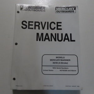 1998 Mercury Mariner 30 40 4 Stroke 0G760300 Service Repair Manual WATER DAMAGED