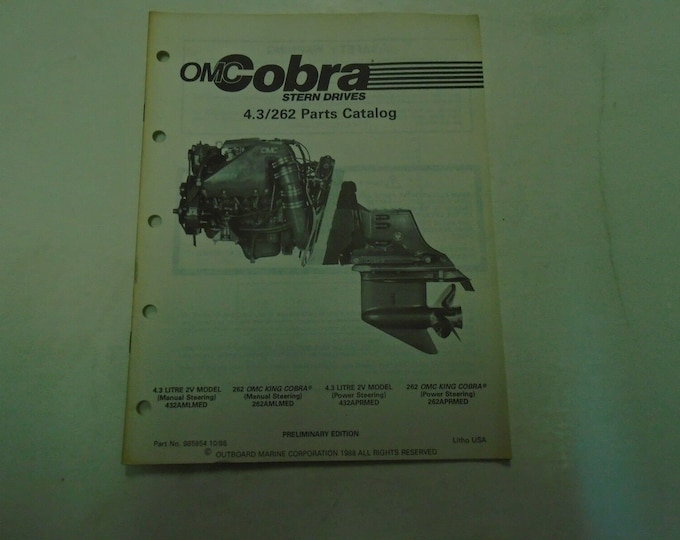 OMC Cobra Stern Drives 4.3 Litre/262 Parts Catalog Outboard Marine