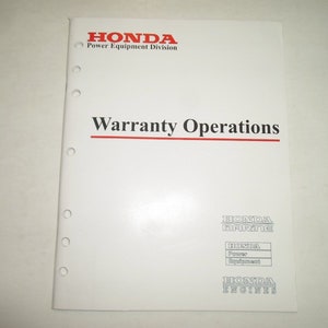 2000 Honda Marine Power Equipment Engines Warranty Operations Manual FACTORY OEM