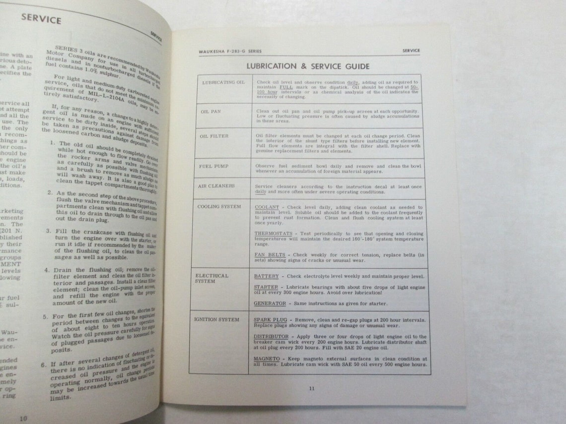 Waukesha Engines F-283-G Series Operators Manual Minor Stains Factory ...