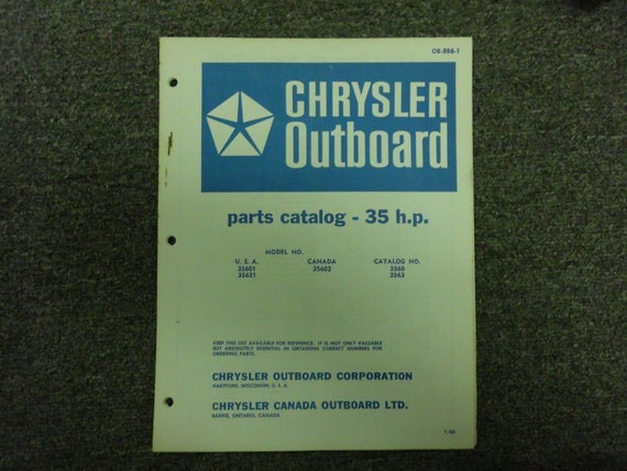 1966 Chrysler Outboard 35 HP Parts Catalog