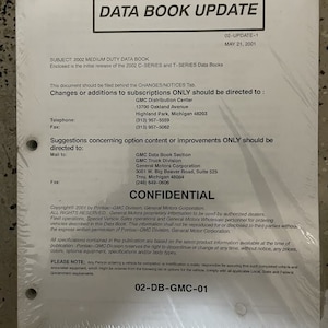 2002 Chevy Gmc C Series Medium Truck & T Series Data Book Update Manual Oem