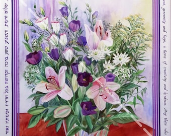 Mischtechnik Haussegen mit Lilien 50 x 50 cm (ungedehnt)
