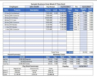Annual Bi-Weekly Timecard Payroll Calculator