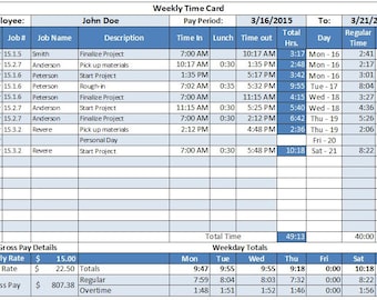Overtime Calculator Spreadsheet - Weekly and BiWeekly - Microsoft Excel 2010