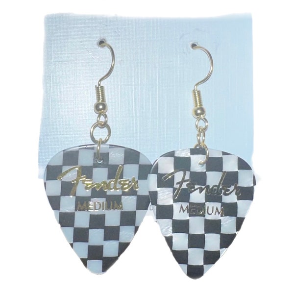 Checkered Official Fender Guitar Pick Chain Necklace