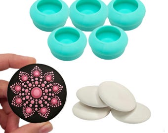Heavy Duty Silicone Mold for Stone Making, 2 in diam. Handmade Molds Dot Mandala Dot Art, Painting Crafts, Resin, Concrete, Plaster & Clay