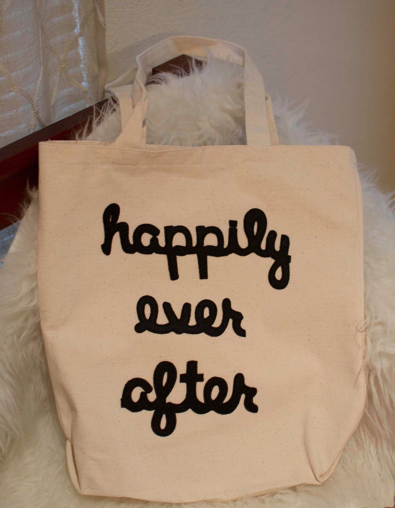 Bridal Bag Vacation Tote Bag Reusable Bag Travel Bag Happily Ever After Bride Tote Bag Canvas Bag Large Canvas Tote Bag