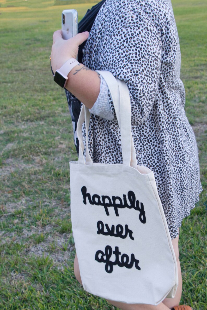 Bridal Bag Vacation Tote Bag Reusable Bag Travel Bag Happily Ever After Bride Tote Bag Canvas Bag Large Canvas Tote Bag