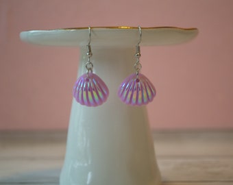 Seashell Jewelry, Purple Jewelry, Seashell Earrings, Purple Earrings, Summer Jewelry, Beach Style, Beach Jewelry, Beach Earrings