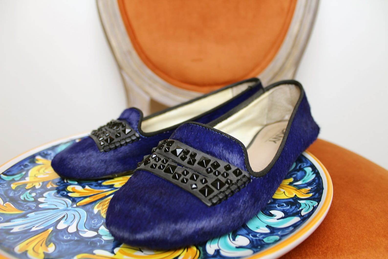 90s dkny designer flats/pony skin royal blue ballet flat shoes/embellished black studded flats/furry cowhide slip on unique mocc 90s dkny designer flats/pony skin royal blue ballet flat shoes/embellished black studded flats/furry cowhide slip on unique mocc