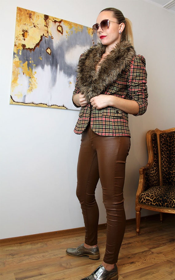 Vtg WOOL Designer Blazer/Plaid Woolen DEPT Jacket