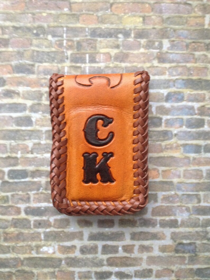 Hand tooled money clip with floral pattern Etsy