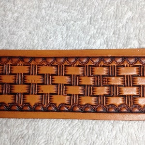 Hand Tooled Western Belt With Basket Weave Pattern Style 15. Includes ...
