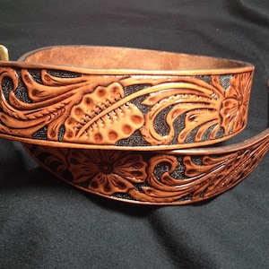Hand Carved and Tooled Western Belt Style 8. Includes Solid - Etsy