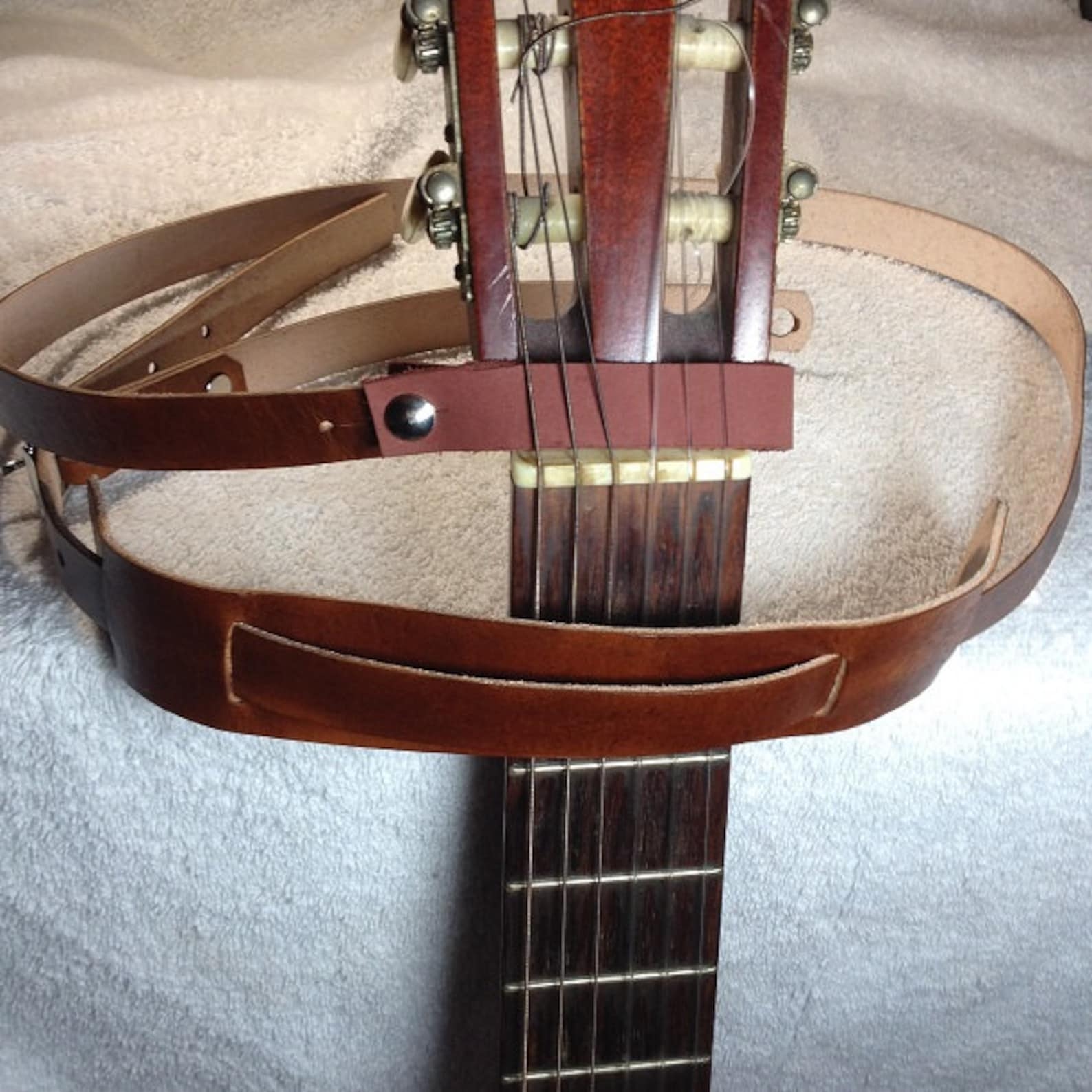 Leather Acoustic Guitar Strap Button Holder Etsy