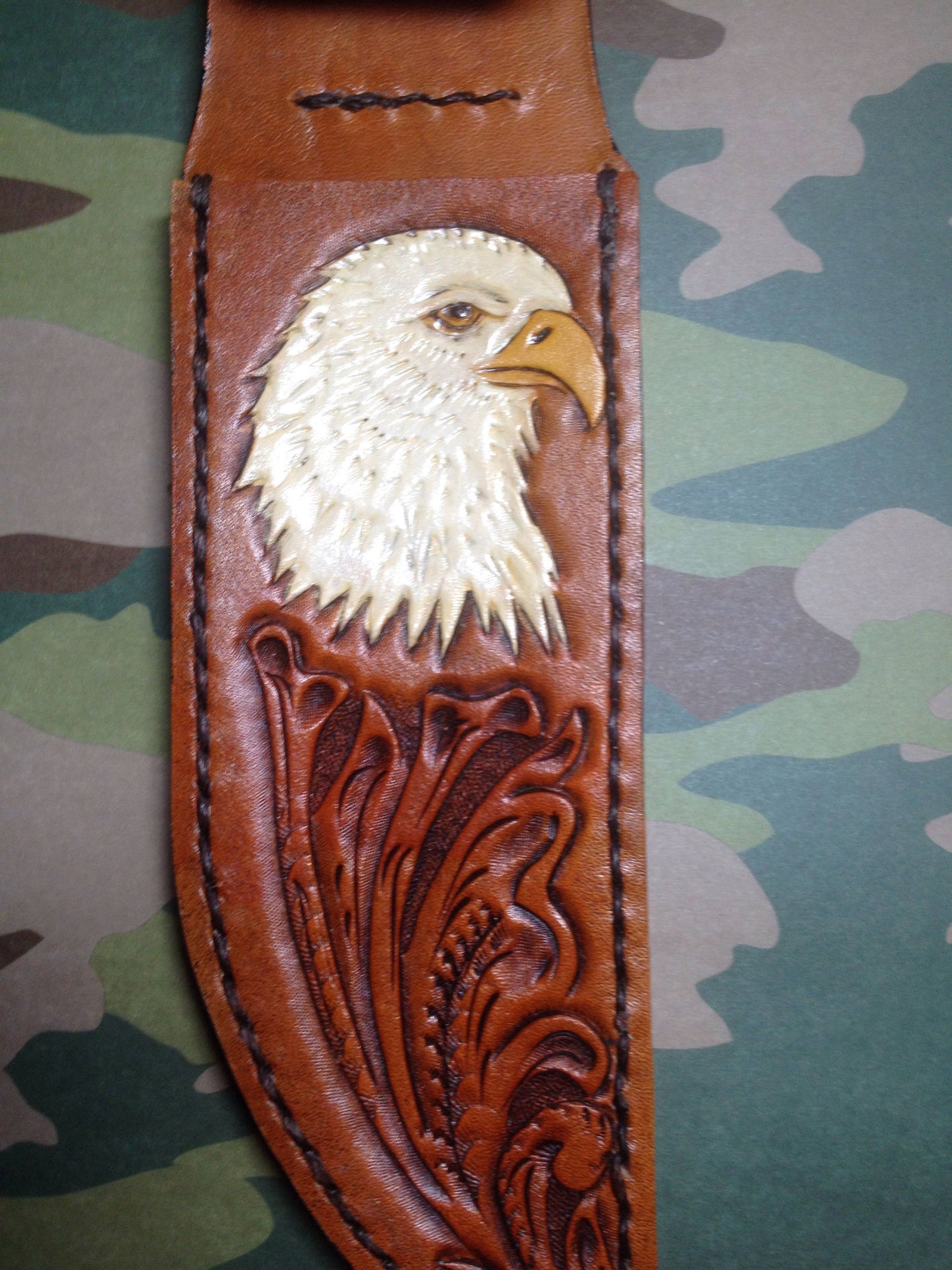 Hand tooled leather knife sheath with Eagle Etsy