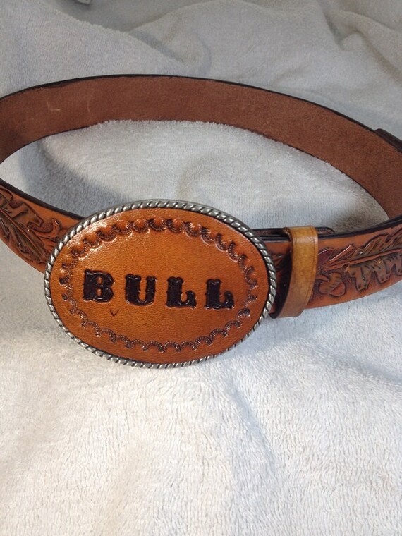 Hand Tooled Leather Trophy Buckle With Name or Initials - Etsy
