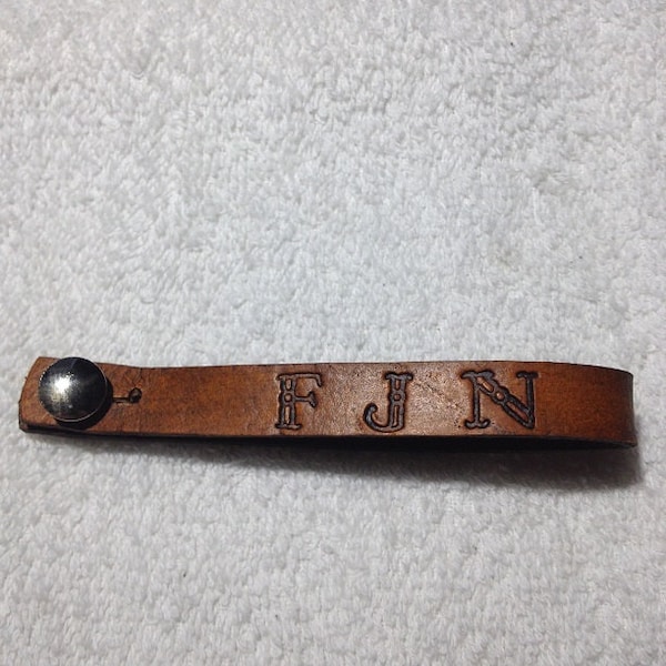 Personalized leather acoustic guitar strap button holder