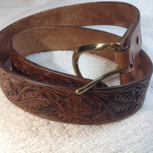 Sheridan Style Hand Carved and Tooled Western Belt Style 1. Includes ...