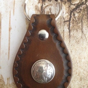 Indian head nickel   leather key fob