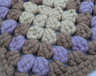 Wool felt chair pads Granny square lavender brown