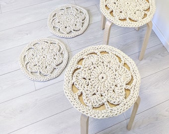 Chair pad cushion natural white cotton cottage style housewarming gift