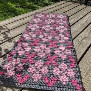 Rug runner crochet Grey Pink Baltic rug home decor image 1