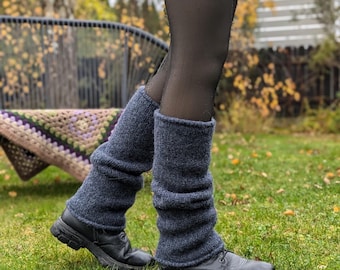 Felt Wool Leg Warmers Blue  Winter gift